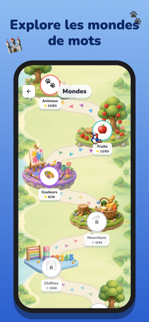 Carte des mondes à explorer dans Parle !